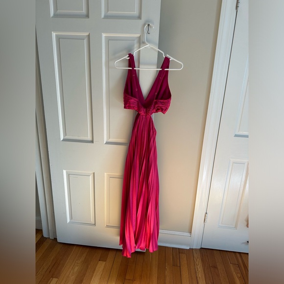 Abercrombie Satin Pleated Cutout Maxi Dress - Hot Pink. Women’s size Small. - Picture 3 of 6